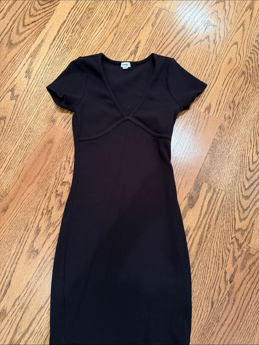 Garage Black Short Sleeve V-Neck Mini Dress